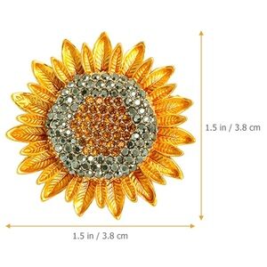 Sunflower Crystal Brooch Pin – Gold and Amber